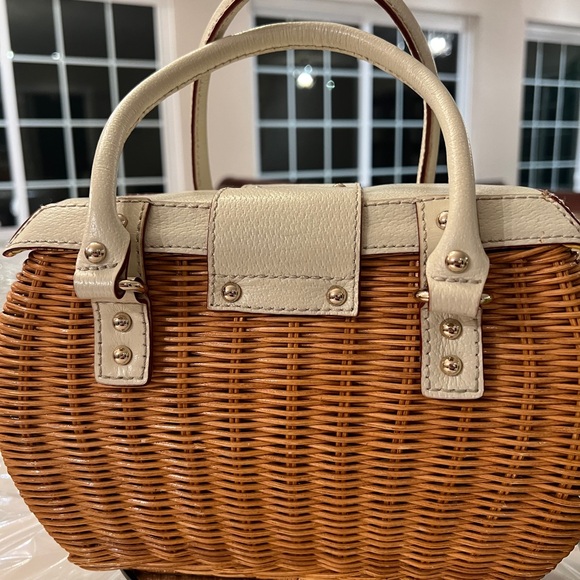 Vintage Kate Spade New York Wicker Basket Bag – Early 2000s Floral Lined - Picture 3 of 11